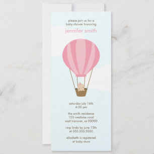 Baby Girl in a Pink Balloon Baby Shower Invitation