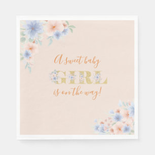 Baby Girl Is On The Way Floral Baby Shower Napkin