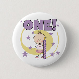 Baby Girl is One Birthday Tshirts and Gifts 6 Cm Round Badge