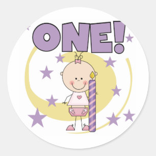 Baby Girl is One Birthday Tshirts and Gifts Classic Round Sticker