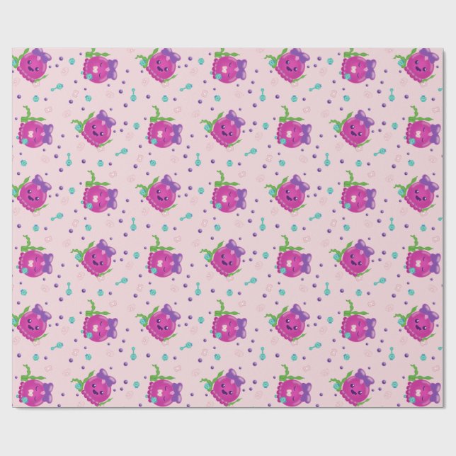 Baby Girl Kawaii Octopus Wrapping Paper (Flat)