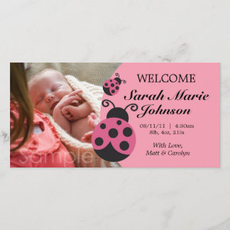 Baby Girl Ladybug Birth Announcement