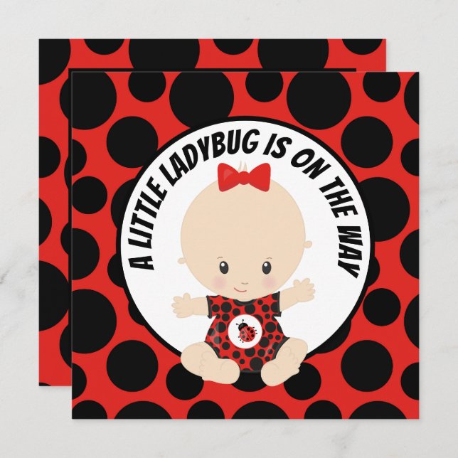 baby girl ladybug shower invitation (Front/Back)