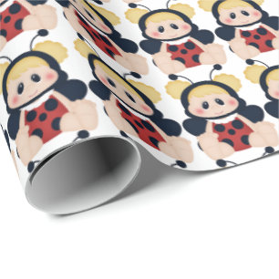 Baby Girl Ladybug wrapping paper