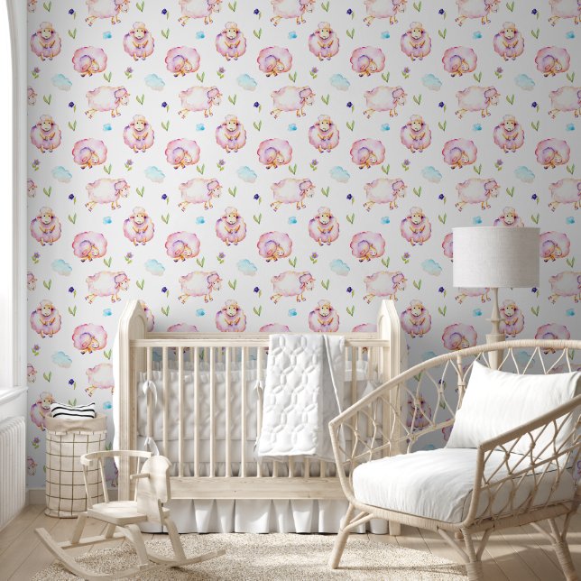 Baby Girl Lambs  and Clouds  Wallpaper (Kids)