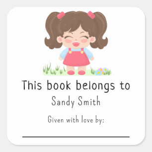 Baby girl laughs - This book belongs with message Square Sticker