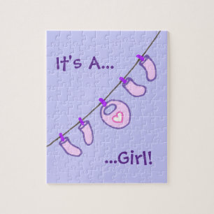Baby Girl Laundry It's A Girl! Personalised Jigsaw Puzzle