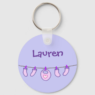 Baby Girl Laundry It's A Girl! Personalised Name Key Ring