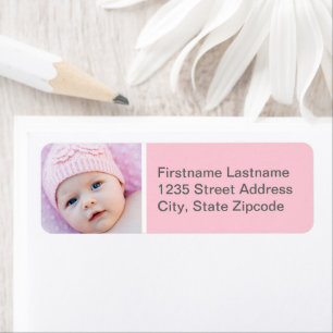 Baby Girl Light Pink Photo Return Address Label