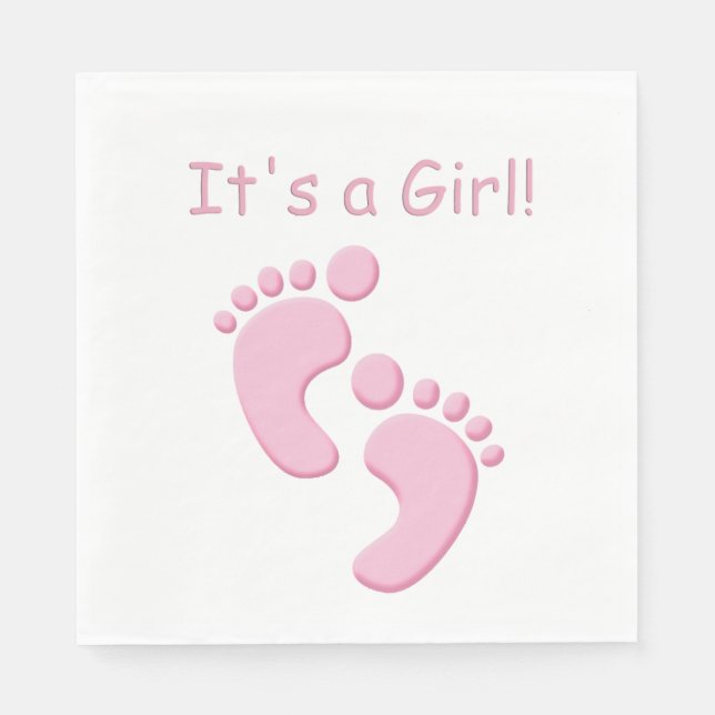 Baby Girl Little Feet Baby Shower Napkin (Front)