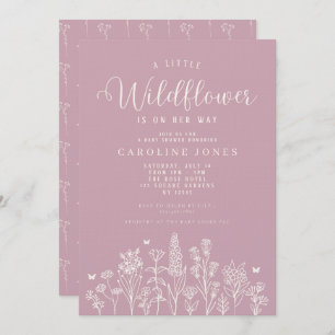 Baby Girl Little Wildflower Pink Baby Shower Invitation