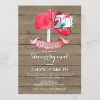 Baby Girl Long Distance Shower by Mail Invitation