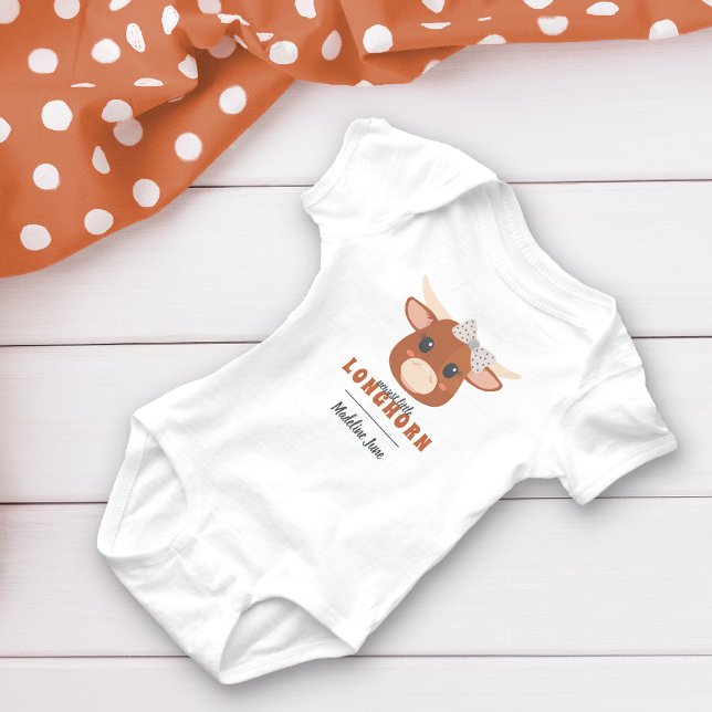 Baby Girl Longhorn Burnt Orange Baby Bodysuit (Creator Uploaded)