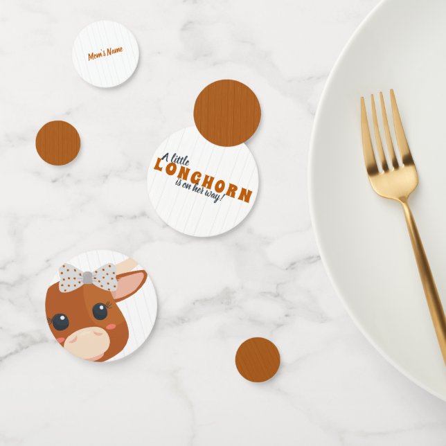 Baby Girl Longhorn Burnt Orange Baby Shower Confetti (Group)