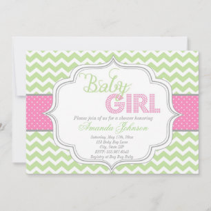 Baby Girl Mod Chic Chevron Baby Shower Invite