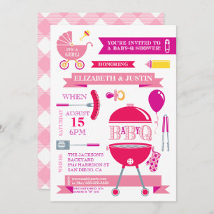 Baby Girl - Modern BBQ Shower Invitation