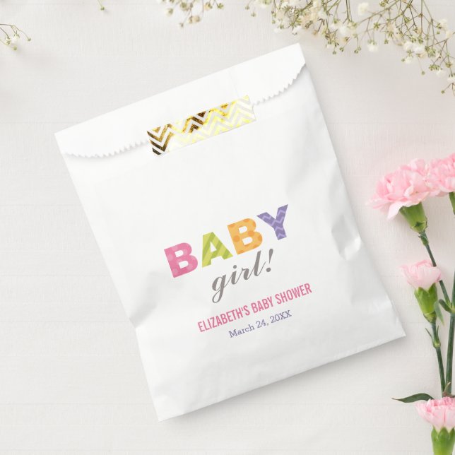 Baby Girl Modern Colourful Letters Baby Shower Favour Bag (Sealed)