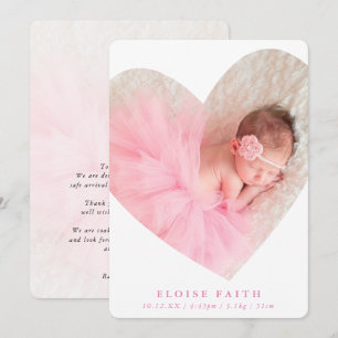 BABY GIRL modern photo cute heart frame in pink Invitation