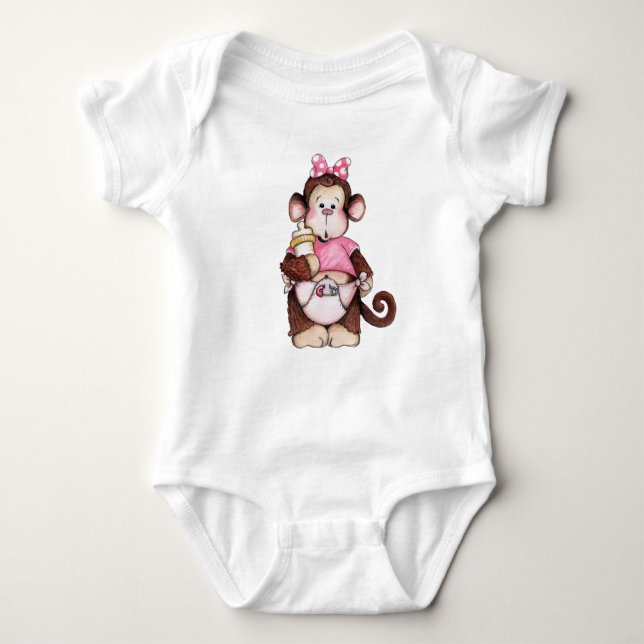 Baby Girl Monkey Baby Bodysuit (Front)