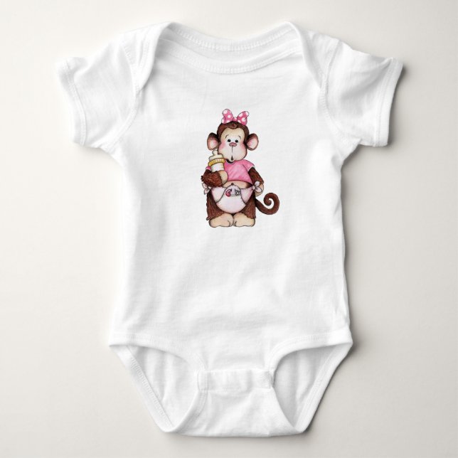 Baby Girl Monkey Bodysuit (Front)