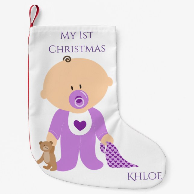 Baby Girl My 1st Christmas Stocking Personalized (Front)