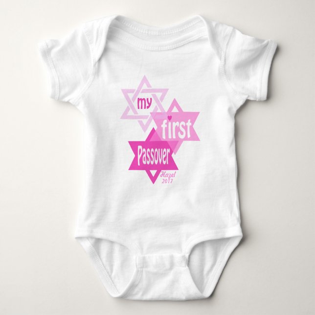 Baby Girl My First Passover Bodysuit Pink (Front)