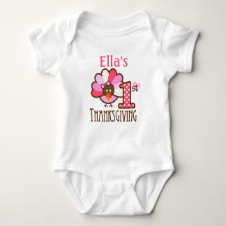 Baby Girl My First Thanksgiving Pink Bodysuit