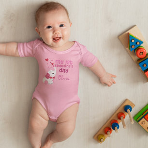 Baby Girl My First Valentine's Day Custom Baby Bodysuit