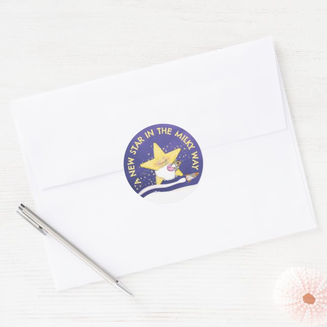 Baby Girl New Star Classic Round Sticker (Envelope)