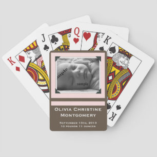 Baby Girl Newborn Birth Announcement Photo Playing Cards