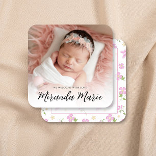 Baby Girl Newborn Photo Overlay Text Pink Floral