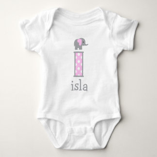 Baby Girl Newborn Polka Dot Elephant letter i Bodysuit