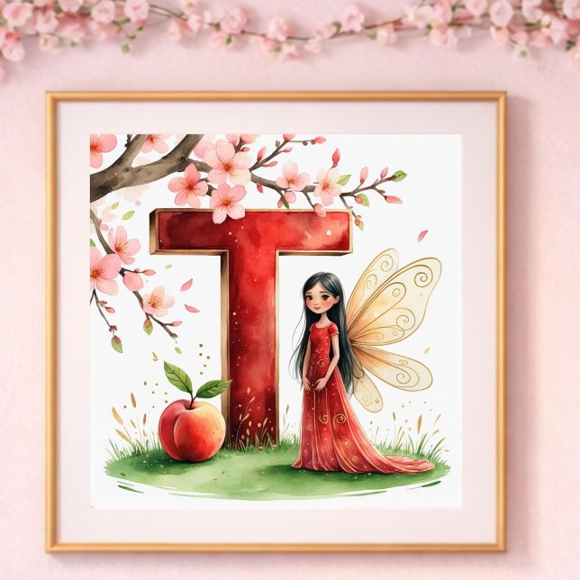Baby Girl Nursery Letter T Fairy Floral Poster (Creator Uploaded)