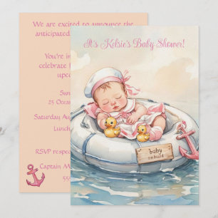 Baby Girl On Board Invitation