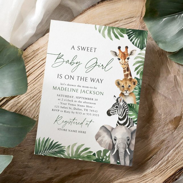 Baby Girl On The Way Safari Baby Shower Invitation (Creator Uploaded)