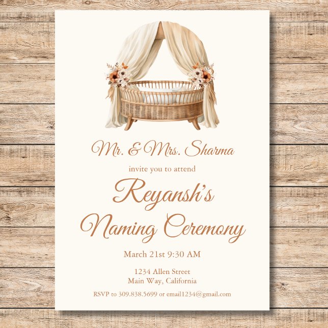 Baby Girl or Boy Cradle Naming Ceremony  Invitation (Creator Uploaded)