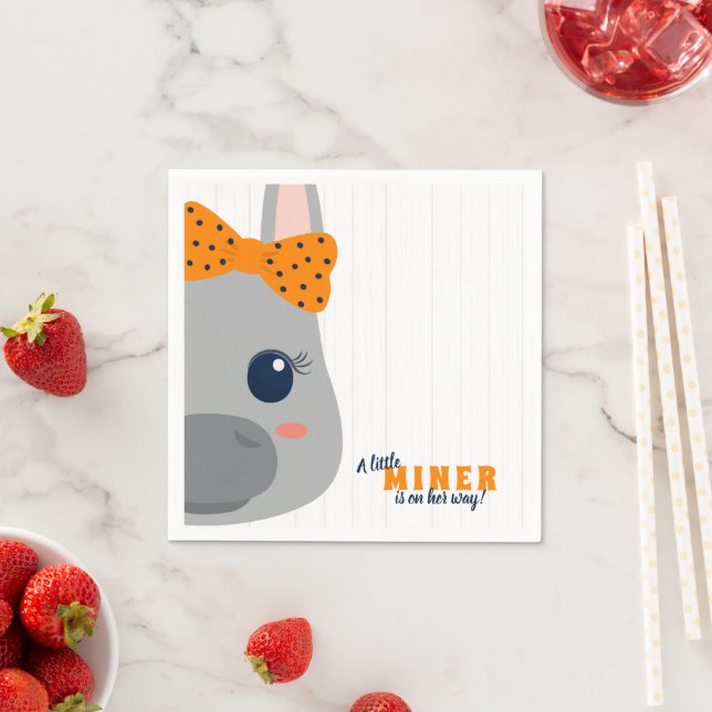 Baby Girl Orange Donkey Baby Shower Napkin (Insitu)