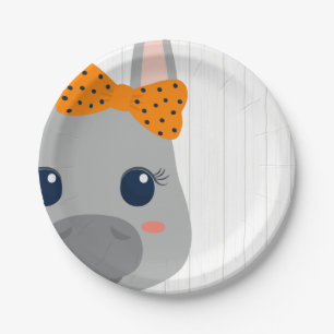 Baby Girl Orange Donkey Baby Shower Paper Plate