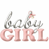 Baby Girl Pacifier Typography Table or Cake Topper Standing Photo Sculpture (Front)