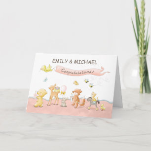 Baby Girl Parade of Animals from Group Personalise Card