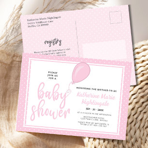 Baby Girl Pastel Pink Baby Shower Invitation Postcard