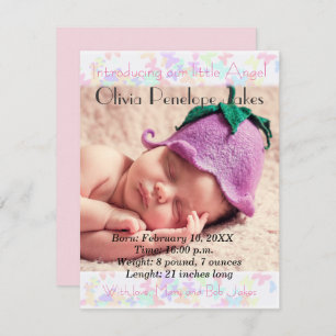Baby girl personalised photo announcement