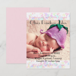 Baby girl personalised photo announcement