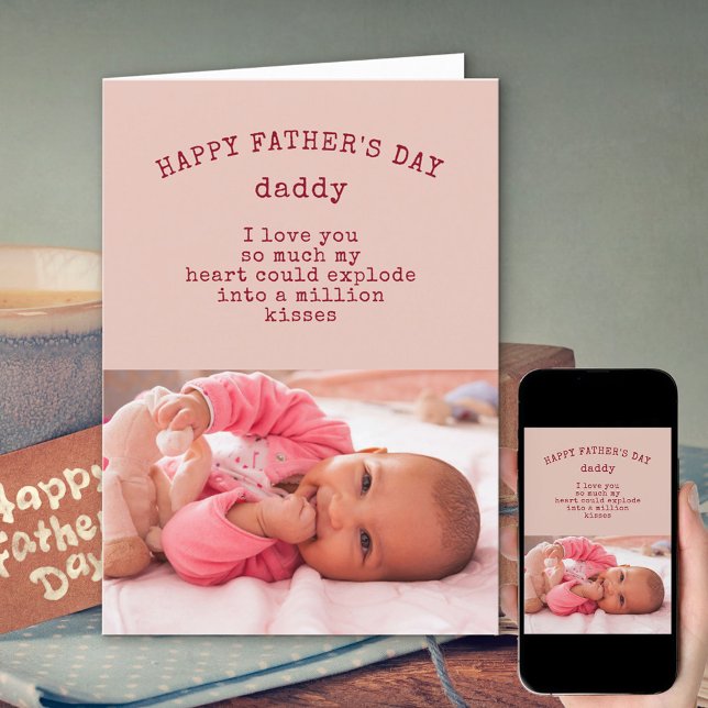 Baby Girl Photo and Cute Wording Happy Fathers Day Card (Creator Uploaded)