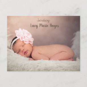 Baby Girl Photo Birth Announcement Postcard