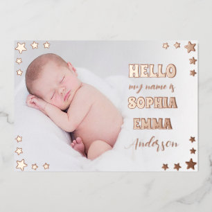 Baby Girl Photo Birth Announcement: Script & Stars