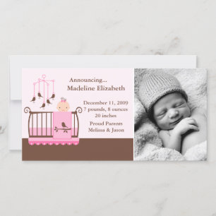 Baby Girl Photo Birth Announcements