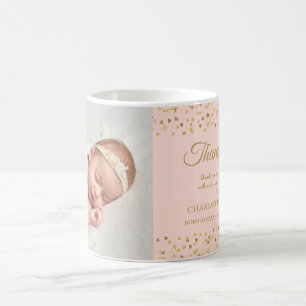 Baby Girl Photo Thank You Pink Birth Announcement Coffee Mug