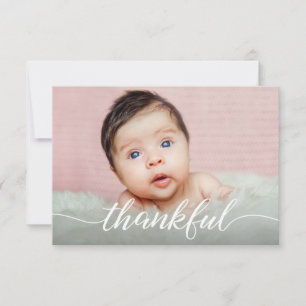 Baby Girl Photos Pink Thankful Baby shower Invitation