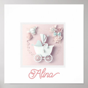 Baby Girl Pink 3d Effect Poster